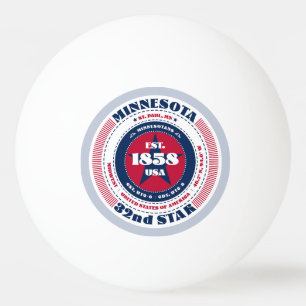 Red, White, and Blue Minnesota Circle  Ping Pong Ball