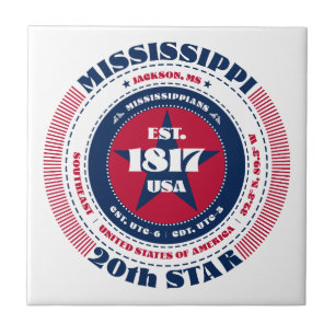 Red, White, and Blue Mississippi Ceramic Tile