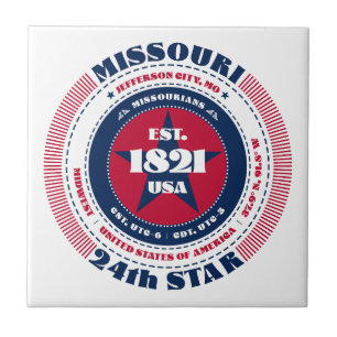 Red, White, and Blue Missouri Ceramic Tile