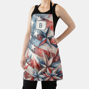 Red White and Blue Monogram Apron