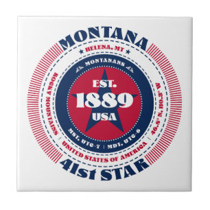 Red, White, and Blue Montana Ceramic Tile