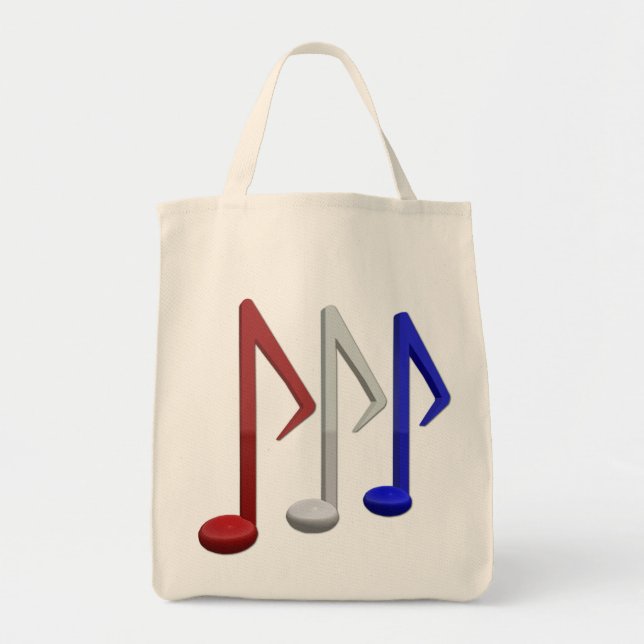 Red White and Blue Music Notes Tote Bag (Front)