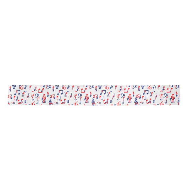 Red white and blue music satin ribbon (Front)