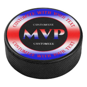 Red White And Blue MVP Hockey Puck