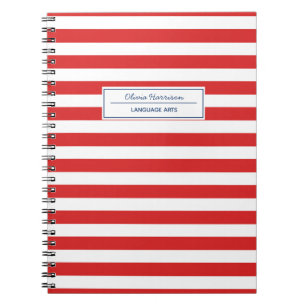 Red White and Blue Name and Subject Notebook