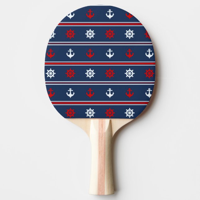 Red White And Blue Nautical Pattern Ping Pong Paddle (Front)