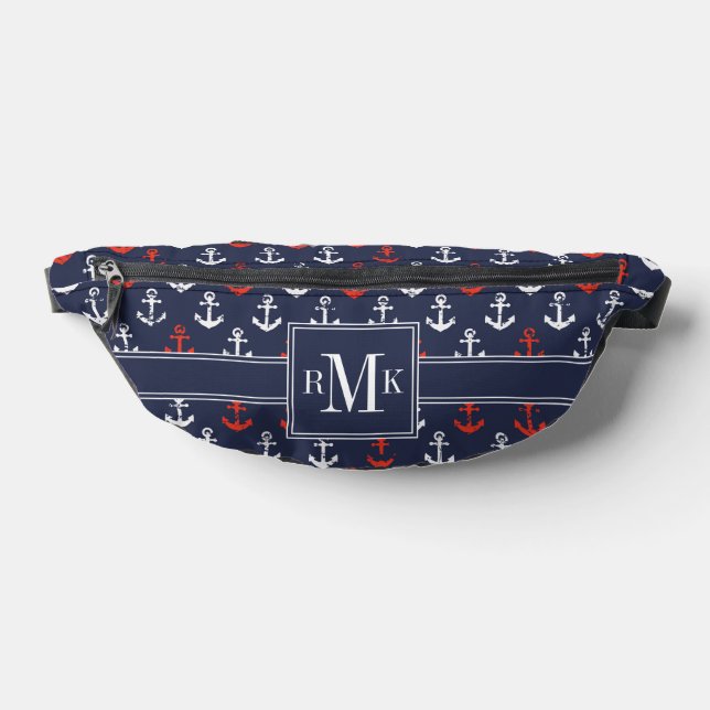 Red White And Blue Navy Pattern Bum Bags (Lay Down)
