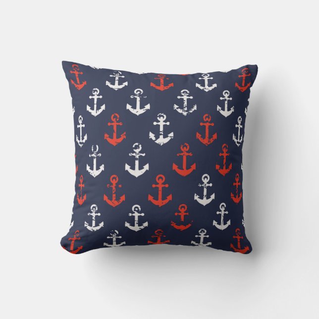 Red White And Blue Navy Pattern Cushion (Front)