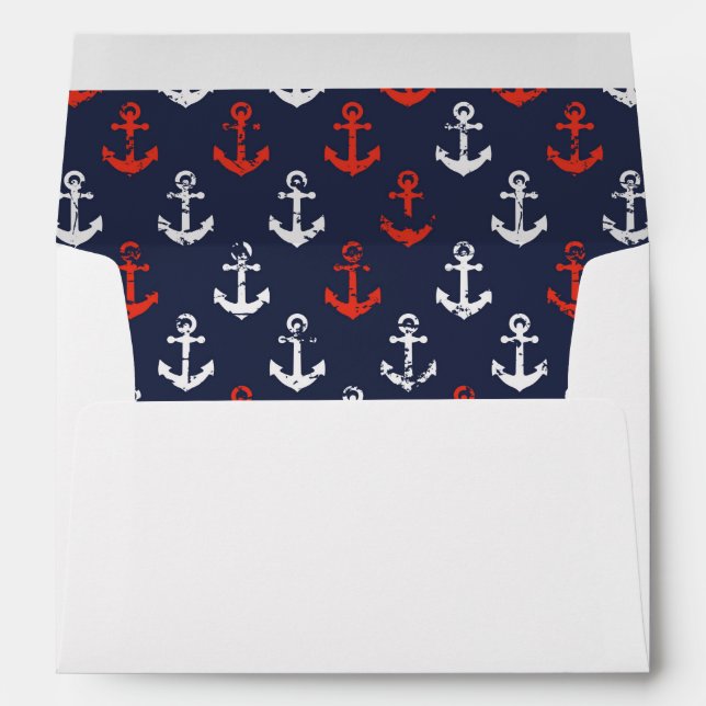 Red White And Blue Navy Pattern Envelope (Back (Bottom))