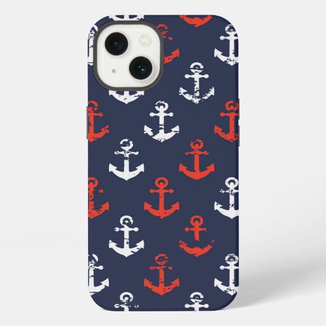 Red White And Blue Navy Pattern iPhone Case (Back)