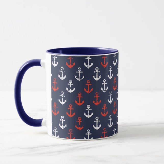 Red White And Blue Navy Pattern Mug (Left)