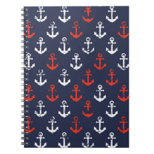Red White And Blue Navy Pattern Notebook