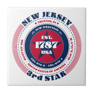 Red, White, and Blue New Jersey Ceramic Tile