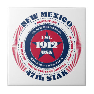 Red, White, and Blue New Mexico Ceramic Tile
