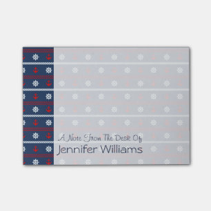 Red White And Blue Ocean Pattern Add Your Name Post-it Notes