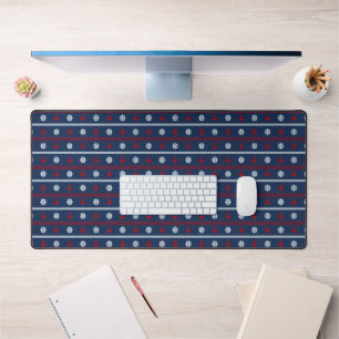 Red White And Blue Ocean Pattern Desk Mat