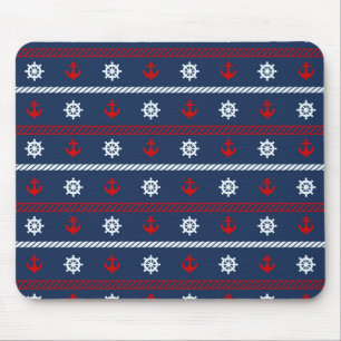 Red White And Blue Ocean Pattern Mouse Mat