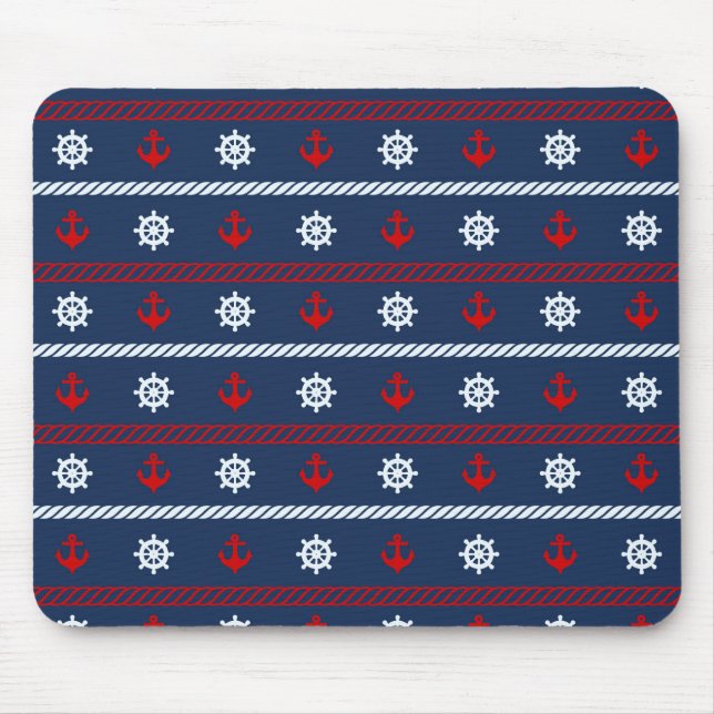 Red White And Blue Ocean Pattern Mouse Mat (Front)