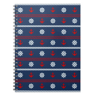 Red White And Blue Ocean Pattern Notebook