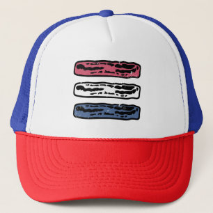 Red White and Blue Patriot Bacon 4th of July BBQ Trucker Hat