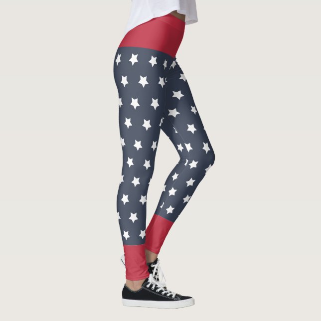 Red, White, and Blue Patriotic 4th of July Leggings (Right)