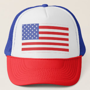 Red, White and Blue Patriotic American Flag Trucker Hat