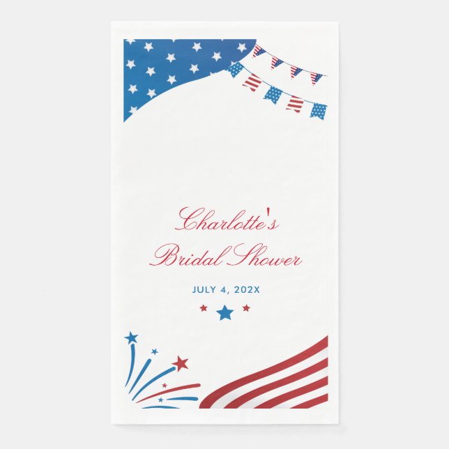 Red White and Blue Patriotic Bridal Shower Custom Napkin (Front)