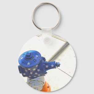 Red White and Blue Patriotic Fire Hydrant  America Key Ring