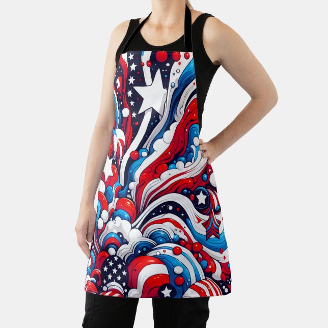 Red, White and Blue Patriotic Fourth of July  Apron (Insitu)