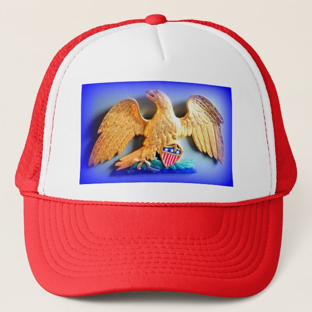 red white and blue patriotic gold eagle hat (Front)