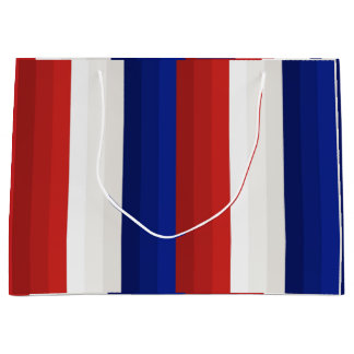 Red White and Blue Patriotic Gradient Stripes Large Gift Bag