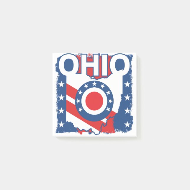Red White and Blue Patriotic Grunge Ohio Post-it Notes (Front)