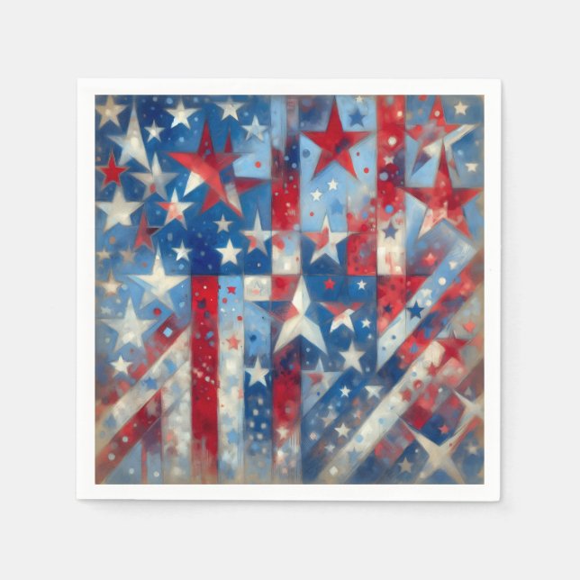 Red, White and Blue Patriotic Independence Day Napkin (Front)