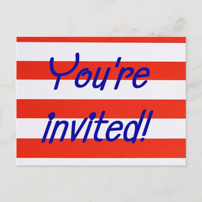 Red, white and blue Patriotic Invitation Postcard (Front)