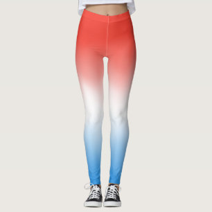 Red, white, and blue patriotic ombre leggings. leggings