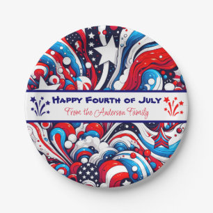 Red, White and Blue Patriotic Personalised Paper Plate
