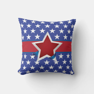 Red White and Blue Patriotic Star Pattern Cushion