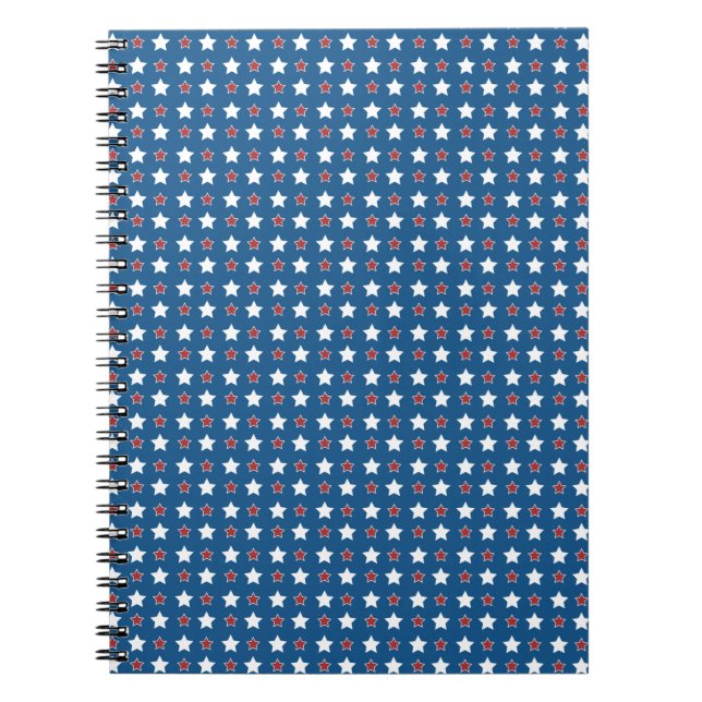Red White and Blue Patriotic Stars Notebook (Front)