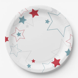 Red White and Blue Patriotic Stars Paper Plate