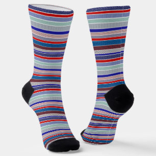 Red, White and Blue Patriotic Stripes Socks
