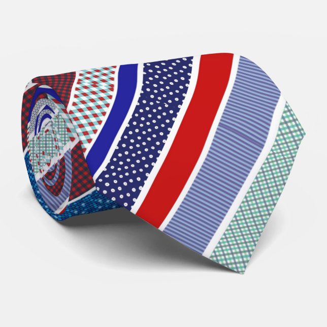 Red, White and Blue Patriotic Stripes Tie (Rolled)