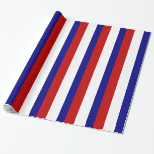 Red White and Blue Patriotic Stripes Wrapping Paper