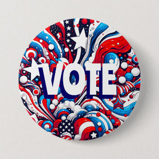 Red, White and Blue Patriotic US Flag Vote 7.5 Cm Round Badge