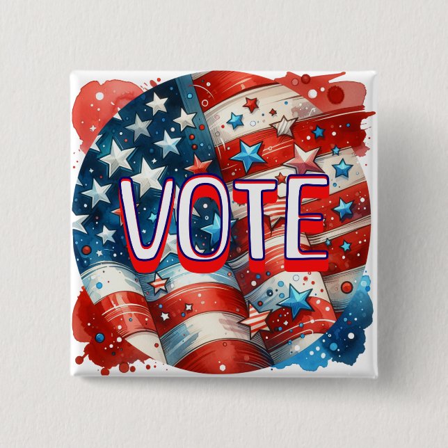 Red, White and Blue Patriotic Vote  15 Cm Square Badge (Front)