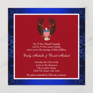 Red, White and Blue Patriotic Wedding Invitation