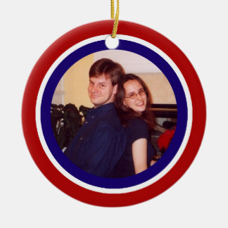Red, White and Blue Photo Frame Ceramic Tree Decoration