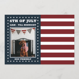 Red White and Blue   Photo   USA flag 4th of July Invitation