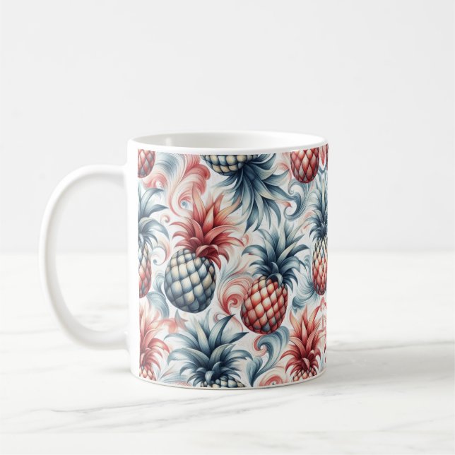 Red, White and Blue Pineapples Coffee Mug (Left)