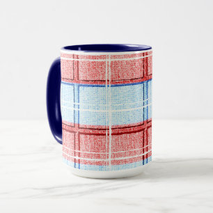 Red, White and Blue Plaid Cup Mug