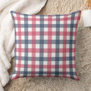 Red White and Blue Plaid Cushion